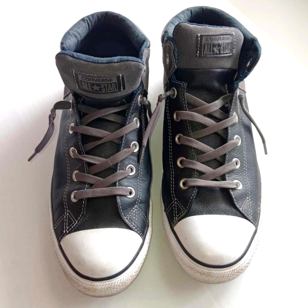 Men's Black Leather high top Converse